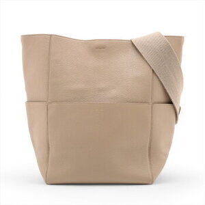 Celine Sangle Bucket Leather Shoulder Bag Beige Tote M